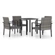 Bowery Hill Dining Set in Gray Poly Rattan 5 Piece Set Light Weight Dining Set