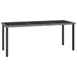 Bowery Hill Dining Set in Gray and Black Poly Rattan/Powder-Coated Steel/Glass