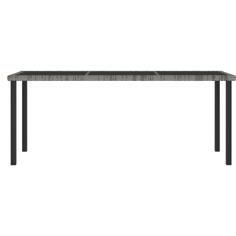 Bowery Hill Dining Set in Gray and Black Poly Rattan/Powder-Coated Steel/Glass