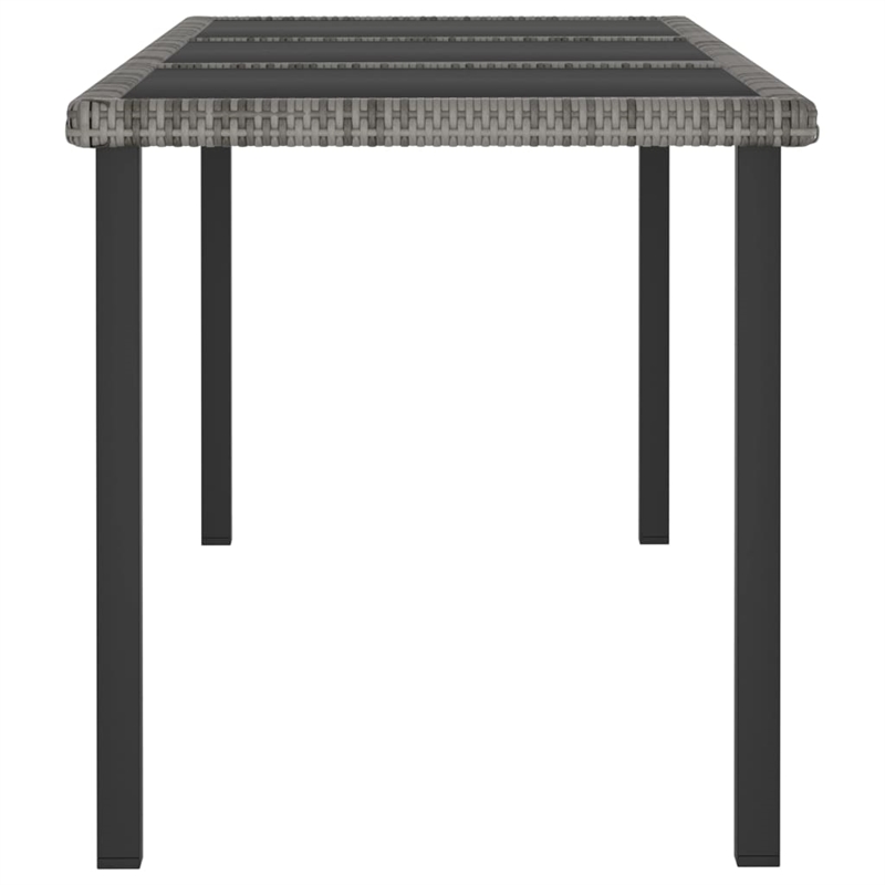 Bowery Hill Dining Set in Gray and Black Poly Rattan/Powder-Coated Steel/Glass