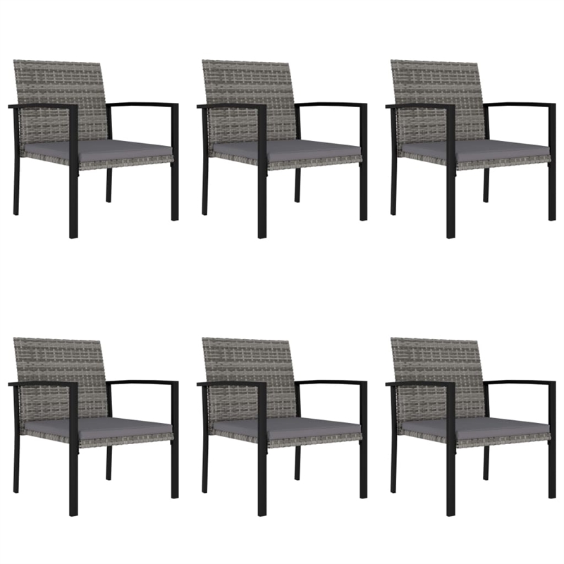 Bowery Hill Dining Set in Gray and Black Poly Rattan/Powder-Coated Steel/Glass