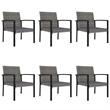 Bowery Hill Dining Set in Gray and Black Poly Rattan/Powder-Coated Steel/Glass