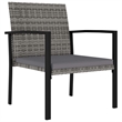 Bowery Hill Dining Set in Gray and Black Poly Rattan/Powder-Coated Steel/Glass