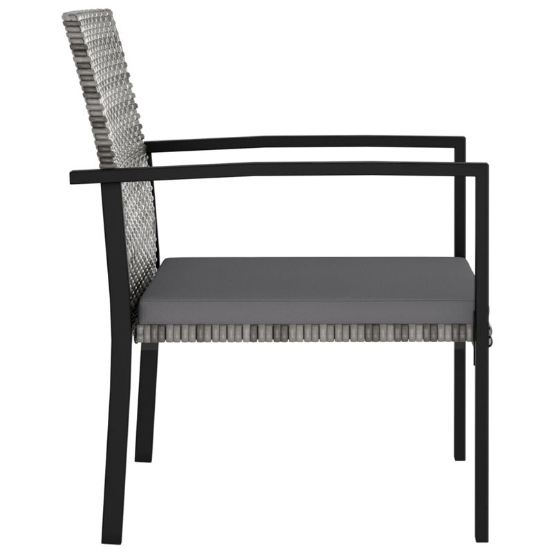 Bowery Hill Dining Set in Gray and Black Poly Rattan/Powder-Coated Steel/Glass