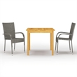 Bowery Hill Dining Set in Gray Solid Acacia Wood/PE Rattan/Powder-Coated Steel