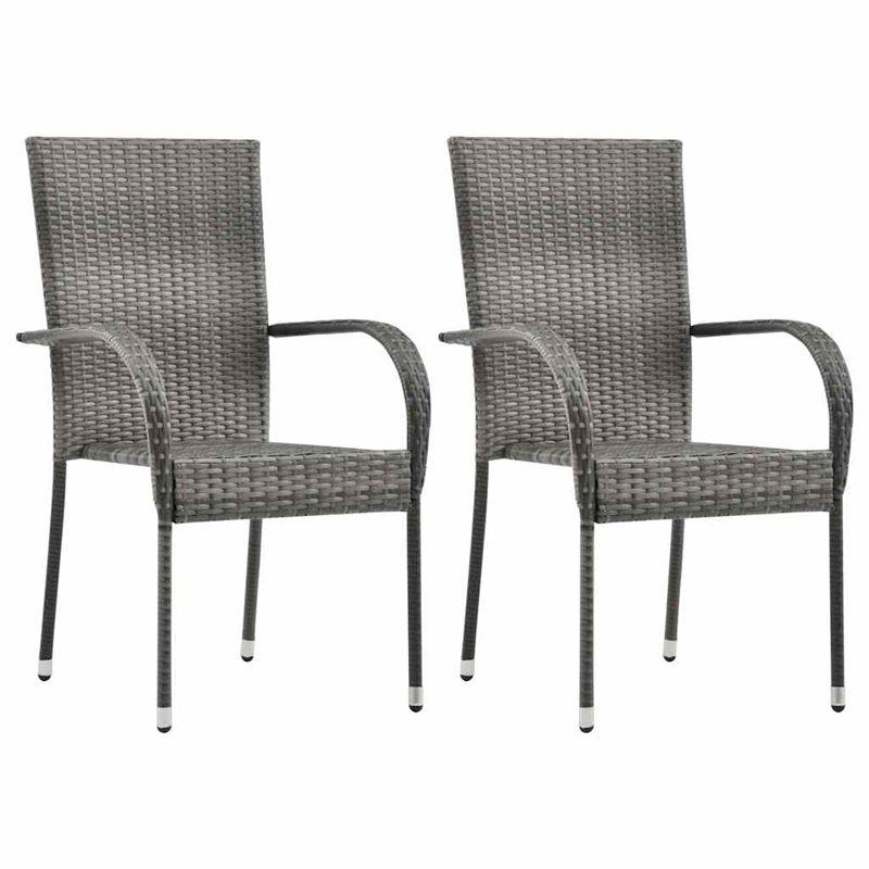 Bowery Hill Dining Set in Gray Solid Acacia Wood/PE Rattan/Powder-Coated Steel