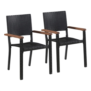 Bowery Hill Solid Acacia Wood Medium Durable Dining Set in Black