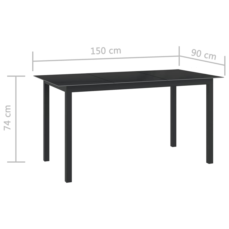 Bowery Hill Contemporary Powder-Coated Aluminum Dining Set in Black