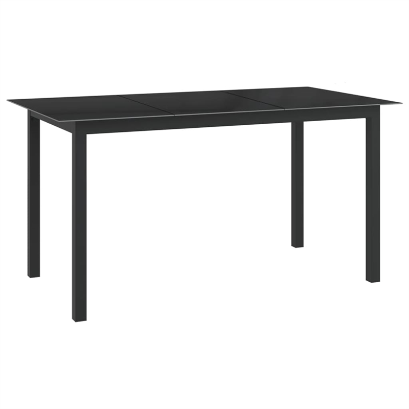 Bowery Hill Contemporary Powder-Coated Aluminum Dining Set in Black