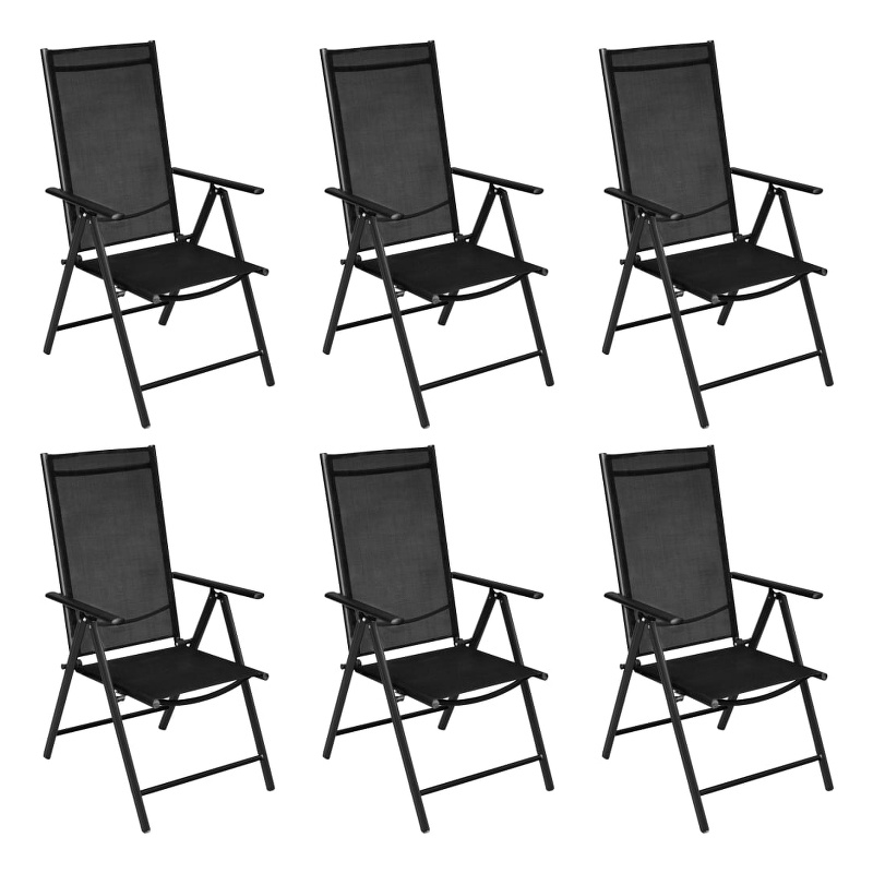Bowery Hill Contemporary Powder-Coated Aluminum Dining Set in Black