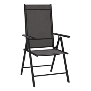 Bowery Hill Aluminum 10 Piece Set Adjustable Footrests Dining Set in Black