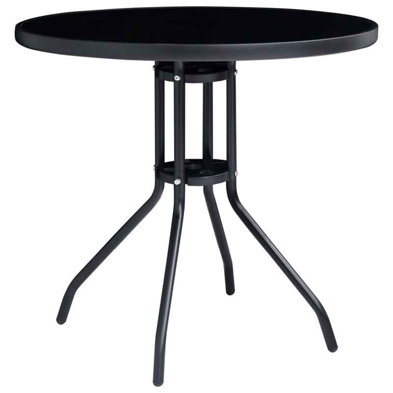 Bowery Hill Contemporary Powder-Coated Aluminum Dining Set in Black