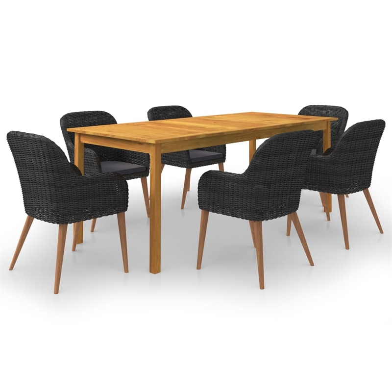 Bowery Hill Contemporary Weather-Resistant Dining Set in Black