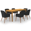 Bowery Hill Contemporary Weather-Resistant Dining Set in Black
