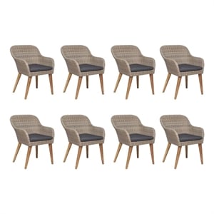 Bowery Hill Solid Acacia Wood 9 Piece Durable Dining Set in Brown
