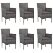 Bowery Hill Solid Acacia Wood/PE Rattan Standard Durable Dining Set in Gray