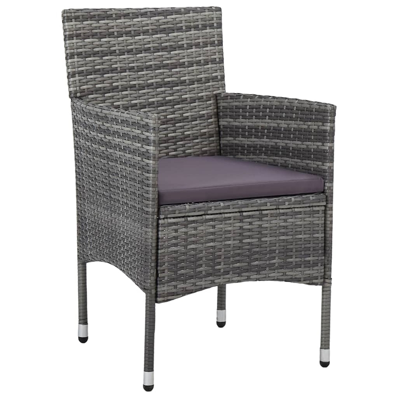 Bowery Hill Solid Acacia Wood/PE Rattan Standard Durable Dining Set in Gray