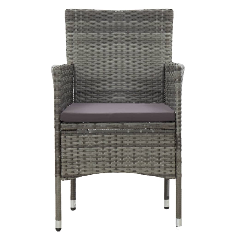 Bowery Hill Solid Acacia Wood/PE Rattan Standard Durable Dining Set in Gray