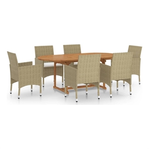 Bowery Hill Solid Acacia Wood Medium Durable Dining Set in Beige/Cream White