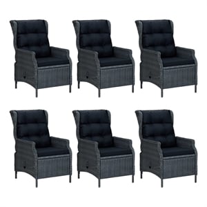 Bowery Hill Contemporary 7 Piece Dining Set in Dark Gray/Black