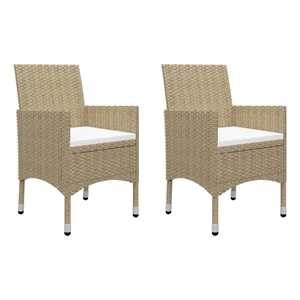 Bowery Hill Solid Acacia Wood Dining Set in Beige and Cream White