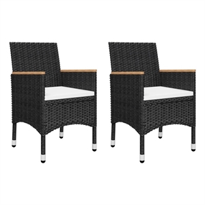 Bowery Hill Contemporary Solid Acacia Wood Dining Set in Black/Cream White