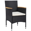 Bowery Hill Solid Acacia Wood/PE Rattan 7-Piece Set Dining Set in Black