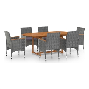 Bowery Hill Solid Acacia Wood Medium Expandable Dining Set in Gray