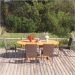 Bowery Hill Solid Acacia Wood Medium Stackable Dining Set in Brown