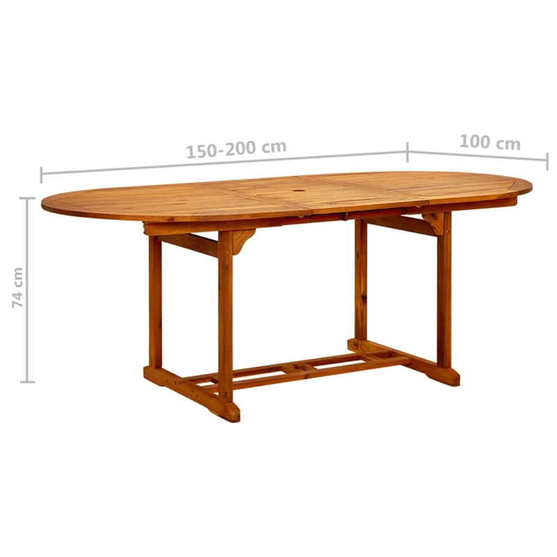 Bowery Hill Solid Acacia Wood Medium Stackable Dining Set in Brown