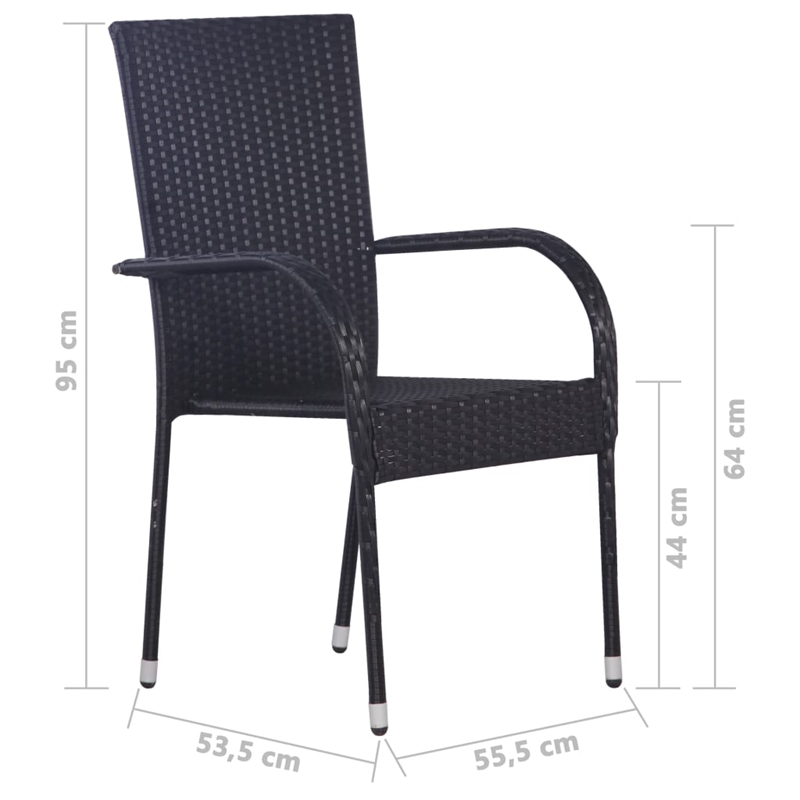 Bowery Hill Solid Acacia Wood & PE Rattan Dining Set in Black