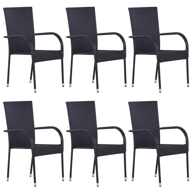 Bowery Hill Solid Acacia Wood & PE Rattan Dining Set in Black
