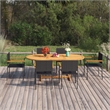 Bowery Hill Solid Acacia Wood & PE Rattan Dining Set in Black