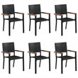 Bowery Hill Solid Acacia Wood & PE Rattan Dining Set in Black