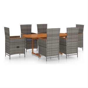 Bowery Hill PE Rattan Large Adjustable Armrests Dining Set in Gray
