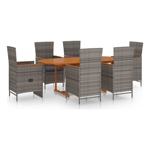 Bowery Hill Solid Acacia Wood & Powder-Coated Steel Dining Set in Gray
