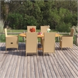 Bowery Hill Contemporary Solid Acacia Wood Dining Set in Beige