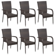 Bowery Hill Solid Acacia Wood/PE Rattan/Powder-Coated Steel Dining Set in Brown
