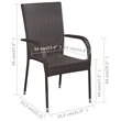 Bowery Hill Solid Acacia Wood/PE Rattan/Powder-Coated Steel Dining Set in Brown