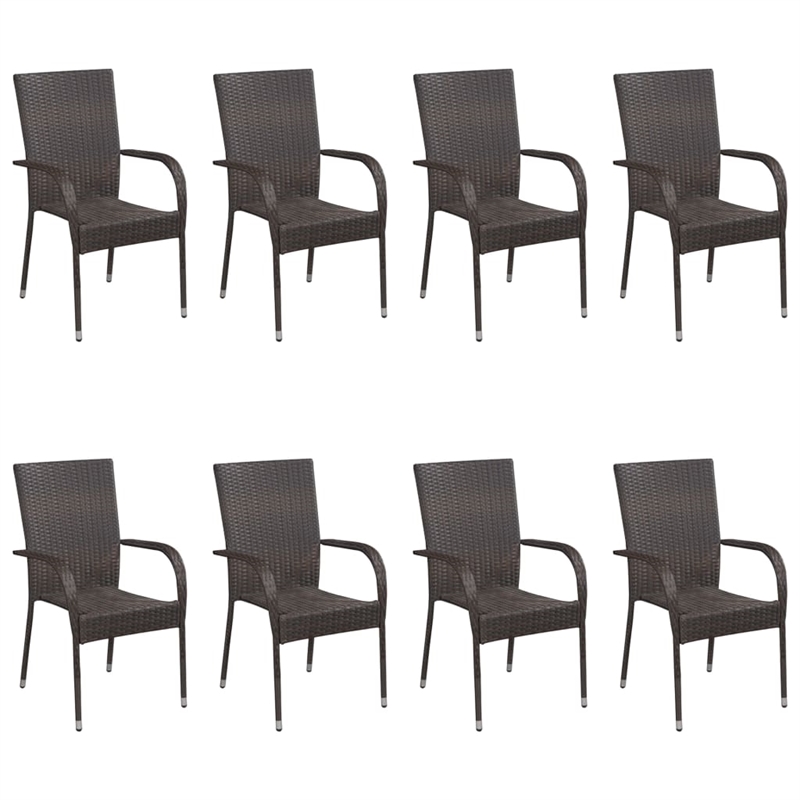 Bowery Hill Solid Acacia Wood/PE Rattan/Powder-Coated Steel Dining Set in Brown