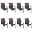 Bowery Hill Solid Acacia Wood/PE Rattan/Powder-Coated Steel Dining Set in Brown