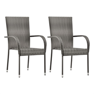 Bowery Hill Solid Acacia Wood & Powder-Coated Steel Dining Set in Gray