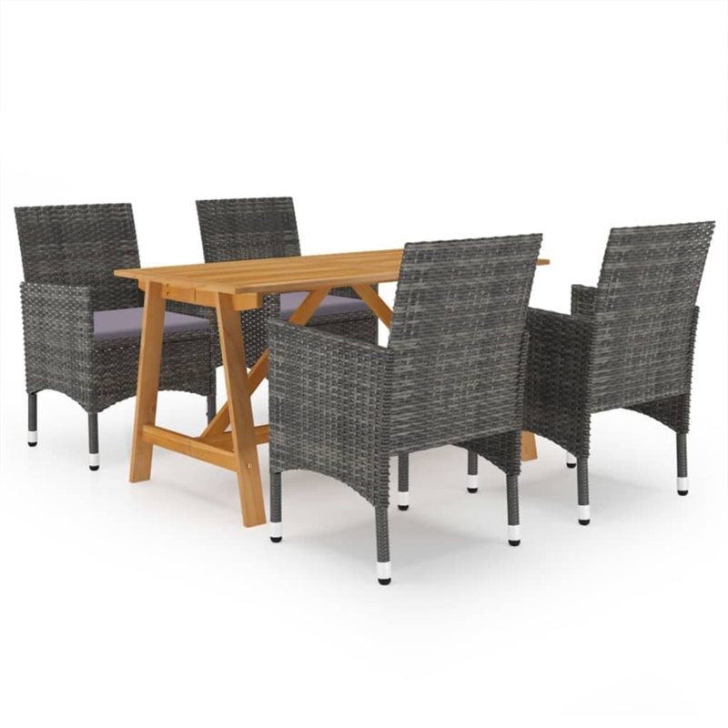 Bowery Hill Contemporary Weather-Resistant Dining Set in Gray/Dark Gray