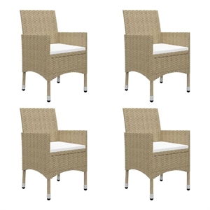 Bowery Hill Contemporary Solid Acacia Wood Dining Set in Beige/Cream White