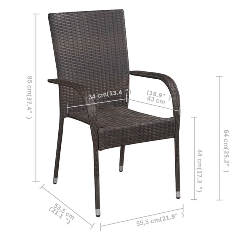 Bowery Hill Contemporary Solid Acacia Wood/PE Rattan Dining Set in Brown