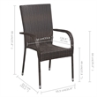 Bowery Hill Contemporary Solid Acacia Wood/PE Rattan Dining Set in Brown