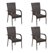 Bowery Hill Contemporary Solid Acacia Wood/PE Rattan Dining Set in Brown