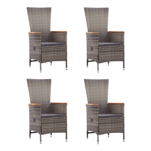 Bowery Hill Solid Acacia Wood 5 Piece Set Removable Covers Dining Set in Gray