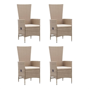 Bowery Hill Solid Acacia Wood Dining Set in Beige/Cream White
