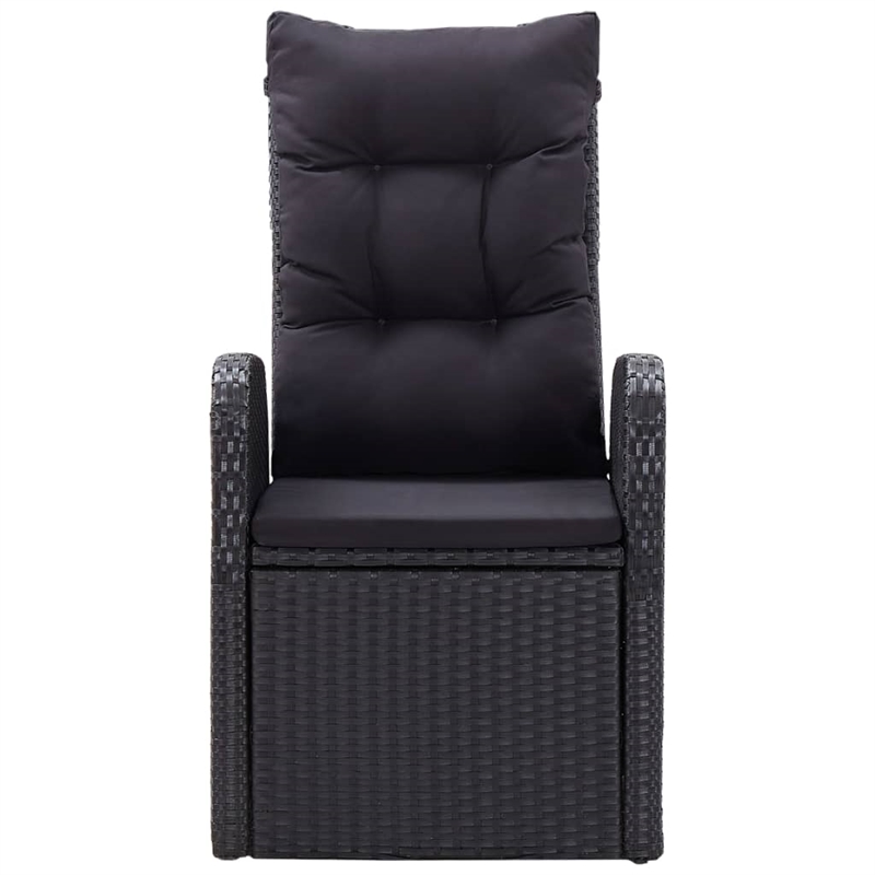 Bowery Hill Solid Acacia Wood & PE Rattan Dining Set in Black